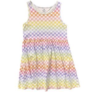 H&M Toddler Girls Multicolor Check Jersey Cotton Dress Size 5T/6 Sleeveless